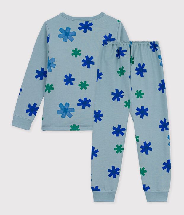 Kinder-Pyjama aus Molton mit Schneeflocken grau/vielfarbig