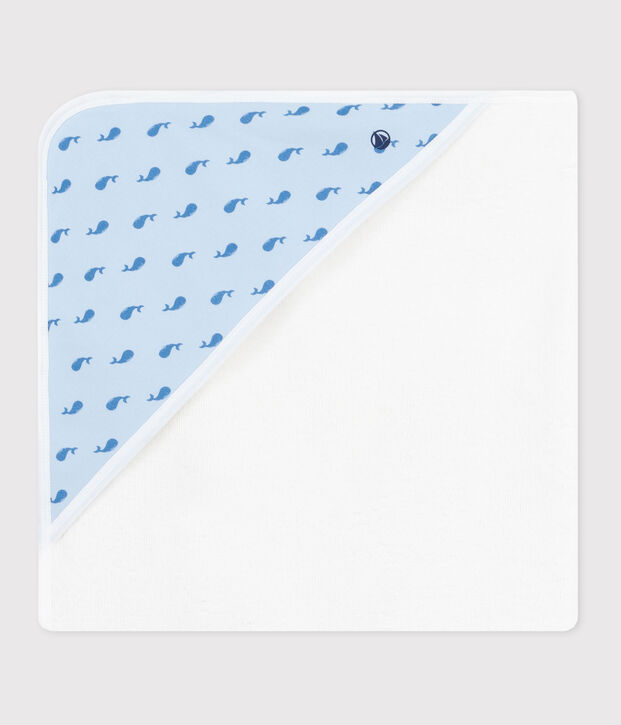 Viereckiges Baby-Badetuch aus Baumwolle blau/blau
