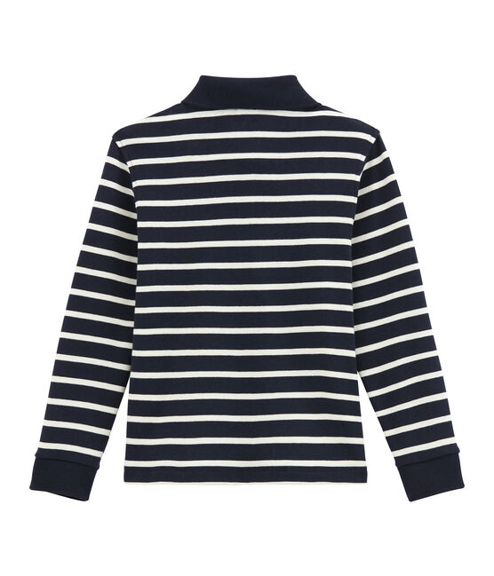 Langärmeliges Jungen Polohemd blau SMOKING/beige COQUILLE