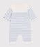 Baby-Overall aus Woll- und Baumwollstrick mit Streifen blau/blau