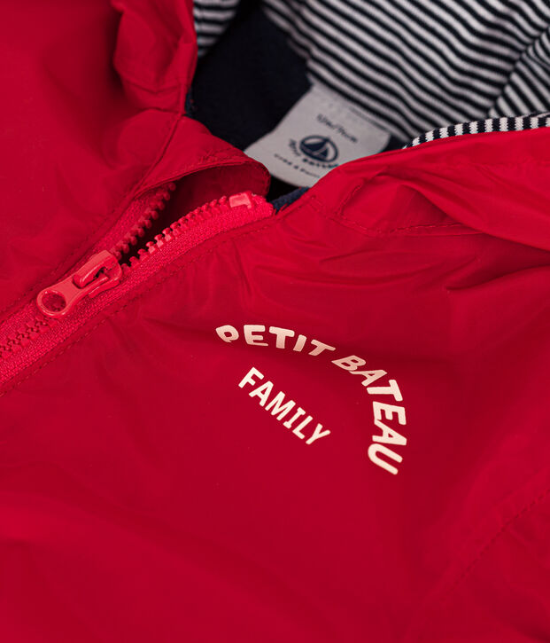 Warme Baby-Windjacke aus recyceltem Polyester rot
