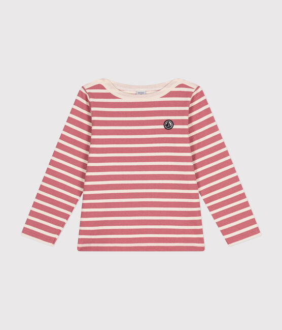 Ikonisches Kinder-Streifenshirt "Marinière" für Mädchen und Jungen rosa ROSEWOOD/ AVALANCHE