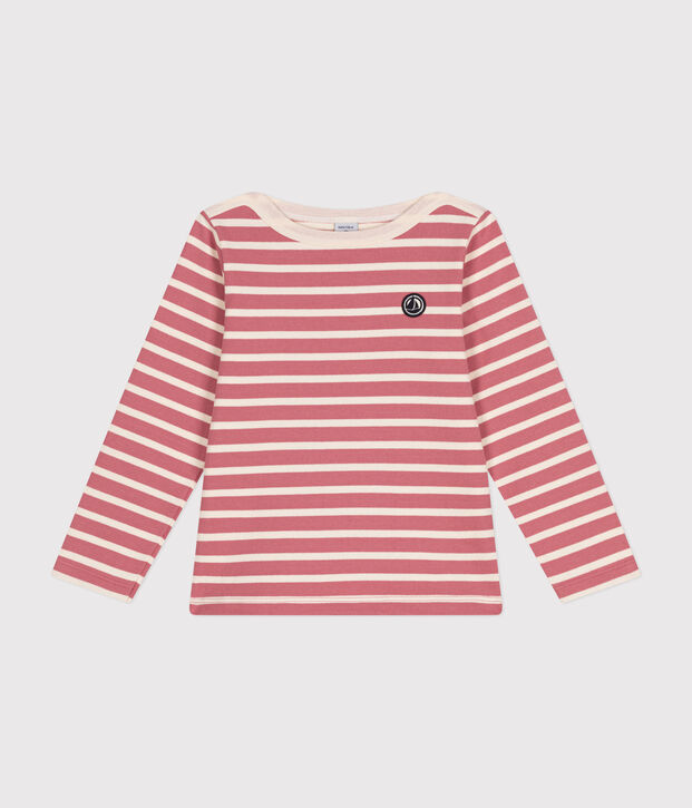 Ikonisches Kinder-Streifenshirt Marini&egrave;re f&uuml;r M&auml;dchen und Jungen rosa/naturfarben