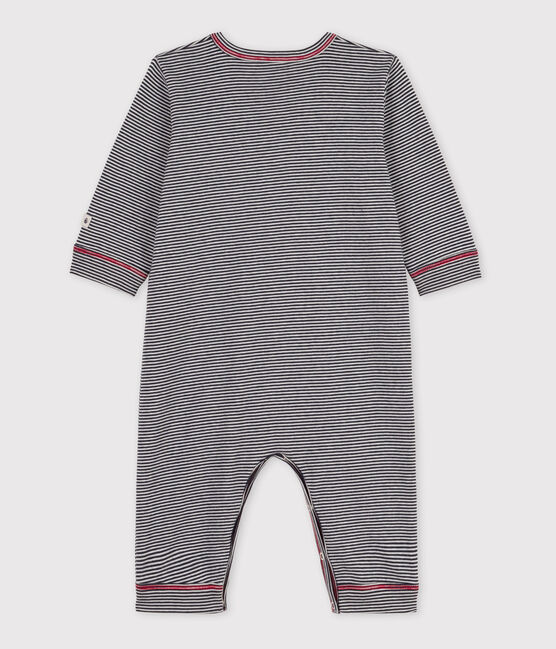 Fußloser, gestreifter Baby-Strampler aus Baumwolle blau SMOKING/weiss MARSHMALLOW