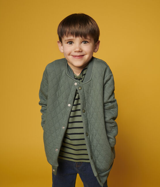 Kinder-Cardigan im Teddy-Stil aus gedoppeltem Jersey für Jungen grün VALLEE