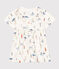Kurzärmeliges Kinder-Kleid aus Baumwolle für Mädchen weiss MARSHMALLOW/weiss MULTICO