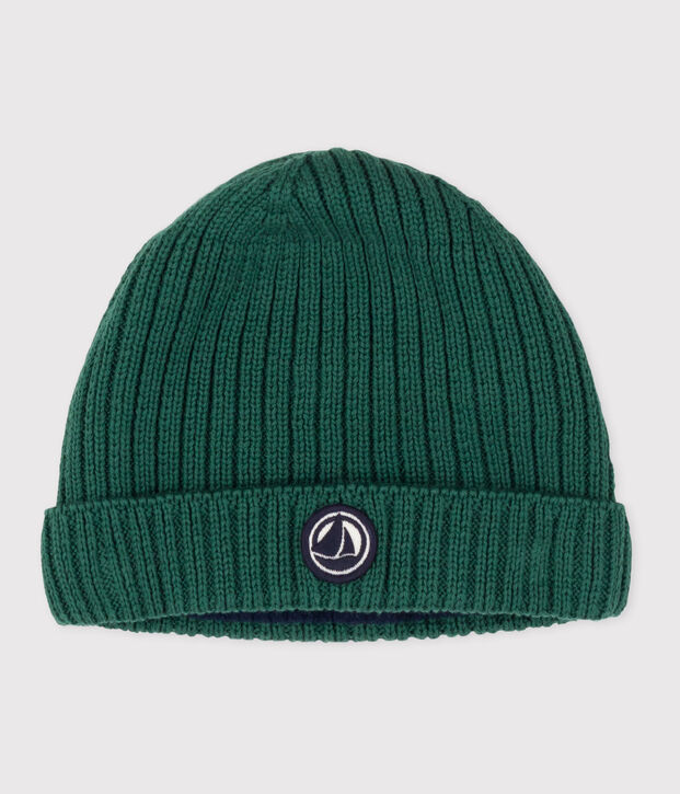 Baby-M&uuml;tze aus Strick mit Fleece-Futter gr&uuml;n