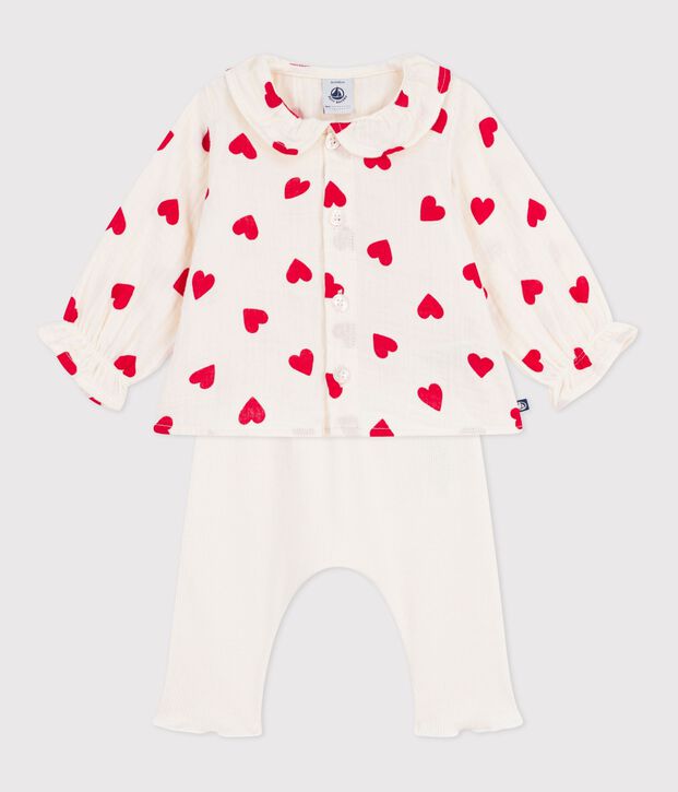 2-teiliges langbeiniges Baby-Set aus Baumwolle, gemusterte Bluse und Leggings vielfarbig