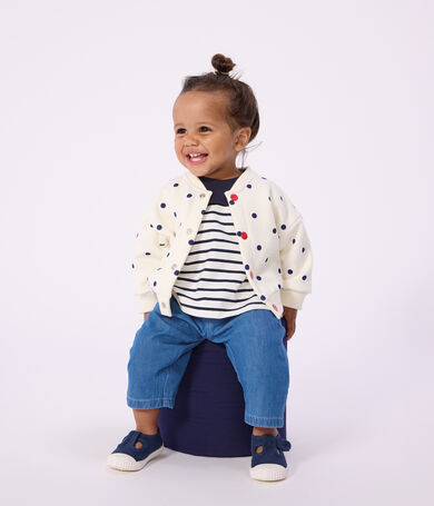 Baby College-Jacke aus Baumwolle mit P&uuml;nktchen