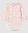 Geblümter Baby-Body für Mädchen mit Kragen aus Rippstrick weiss MARSHMALLOW/weiss MULTICO