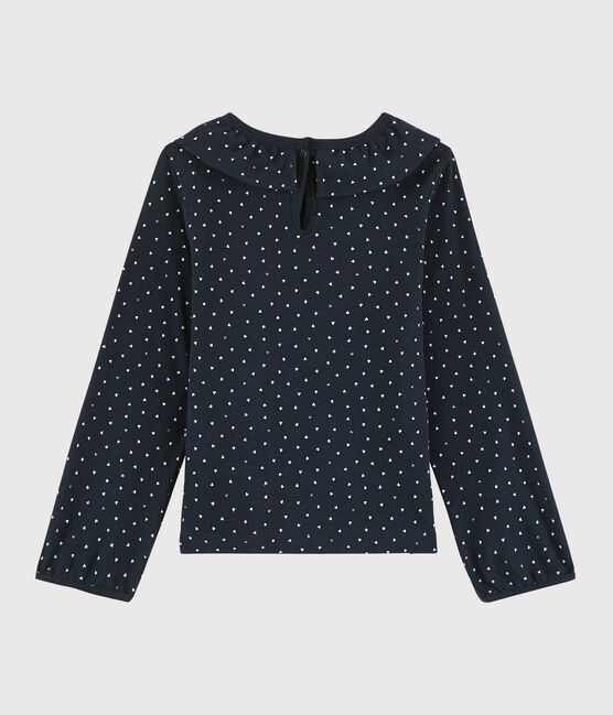 Kinder-T-Shirt mit Kragen für Mädchen blau SMOKING/weiss MULTICO