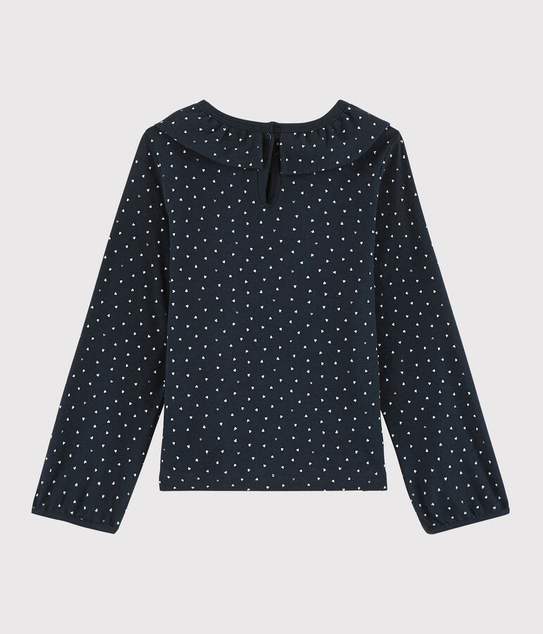 Kinder-T-Shirt mit Kragen f&uuml;r M&auml;dchen blau/vielfarbig