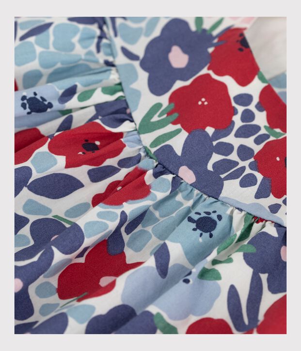 &Auml;rmellose Baby-Bluse aus Baumwolle mit Blumenmuster weiss/vielfarbig