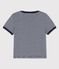 Kurzärmeliges Baby-T-Shirt aus Bio-Baumwolle mit Ringelstreifen blau SMOKING/weiss MARSHMALLOW