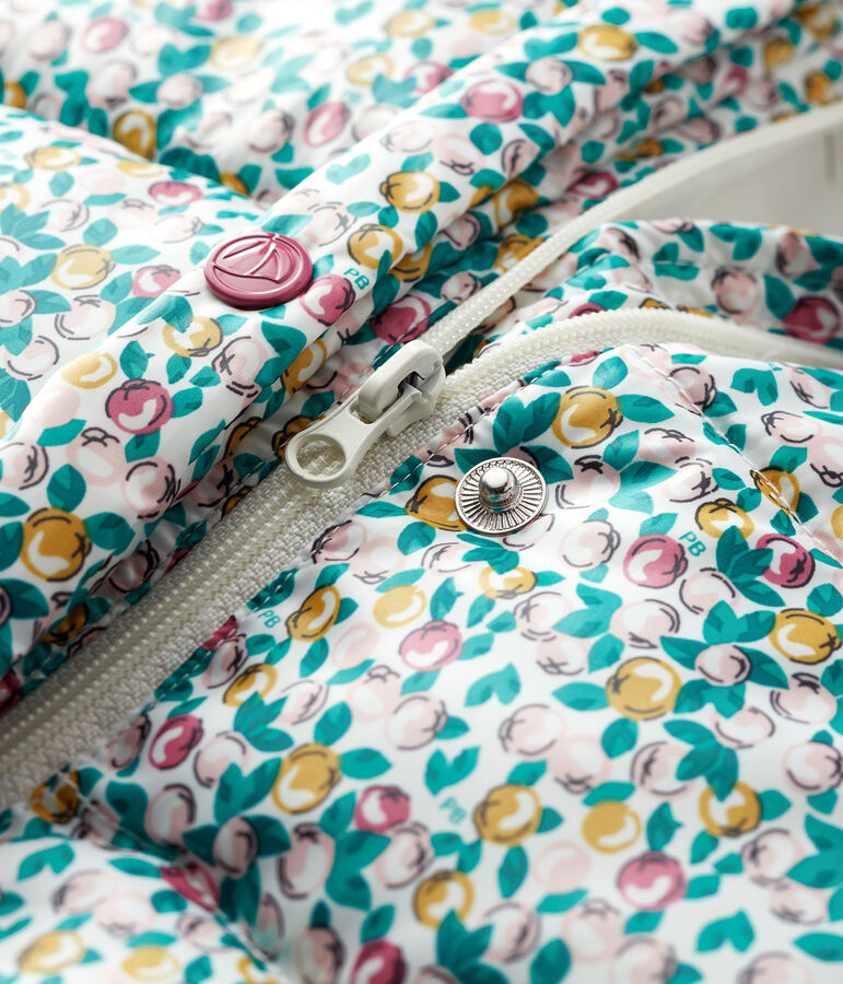 Gesteppter Baby-Anorak f&uuml;r M&auml;dchen weiss/vielfarbig