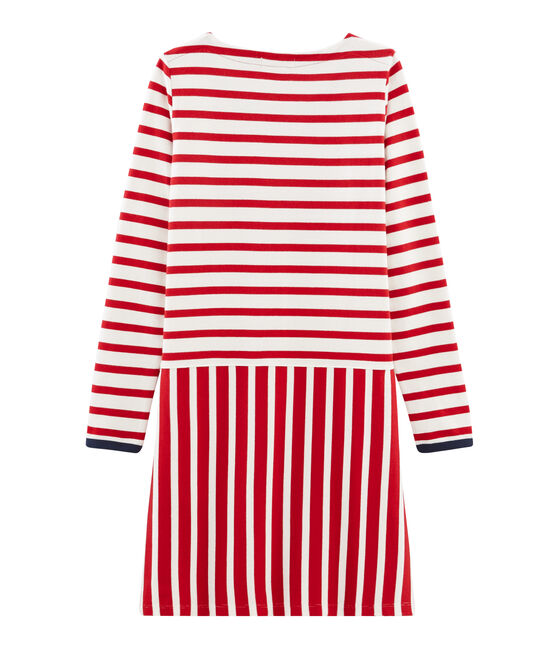 Langärmeliges kleid damen rot TERKUIT/weiss MARSHMALLOW