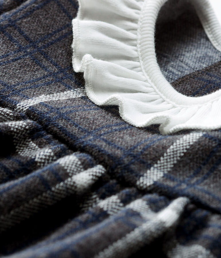 Lang&auml;rmeliges kariertes Babykleid f&uuml;r M&auml;dchen grau/vielfarbig