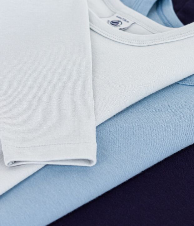 Set lang&auml;rmeliger Kinder T-Shirts aus einfarbiger Baumwolle vielfarbig