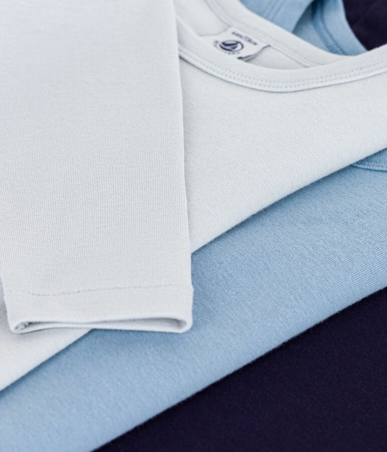 Set lang&auml;rmeliger Kinder T-Shirts aus einfarbiger Baumwolle vielfarbig