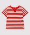 Kurzärmeliges gestreiftes Baby-T-Shirt aus Jersey. rot PEPS/weiss MARSHMALLOW