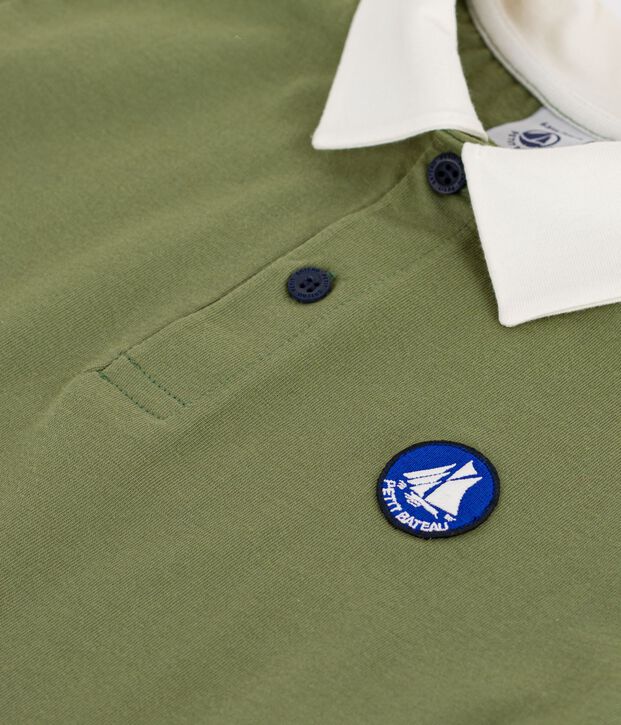 Kurz&auml;rmeliges Kinder-Poloshirt aus Baumwolle OLIVINE