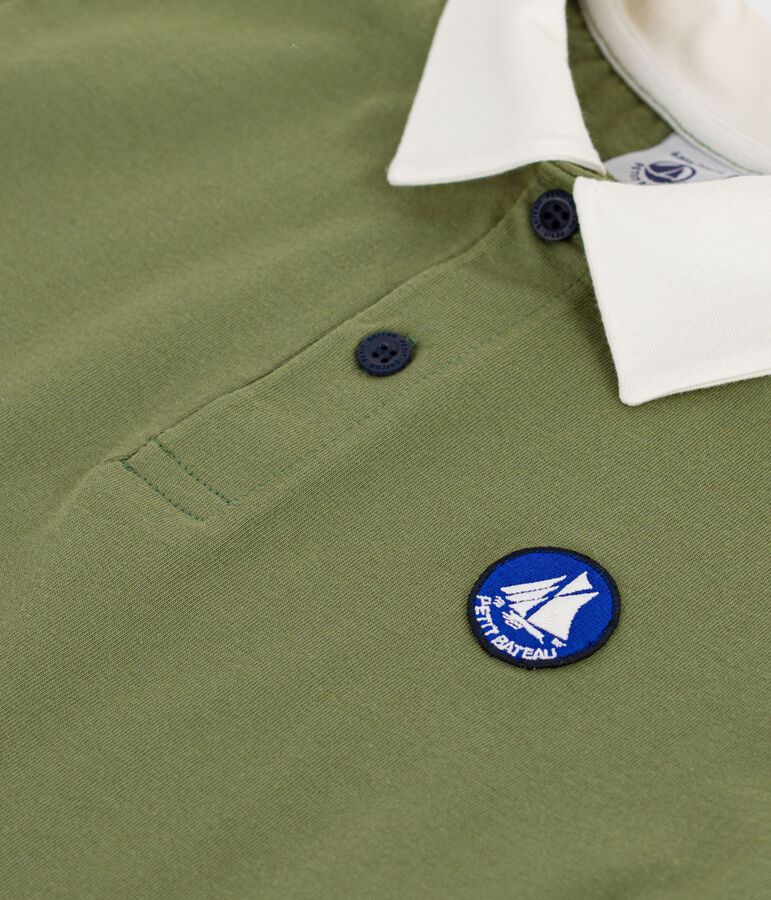 Kurz&auml;rmeliges Kinder-Poloshirt aus Baumwolle gr&uuml;n OLIVINE