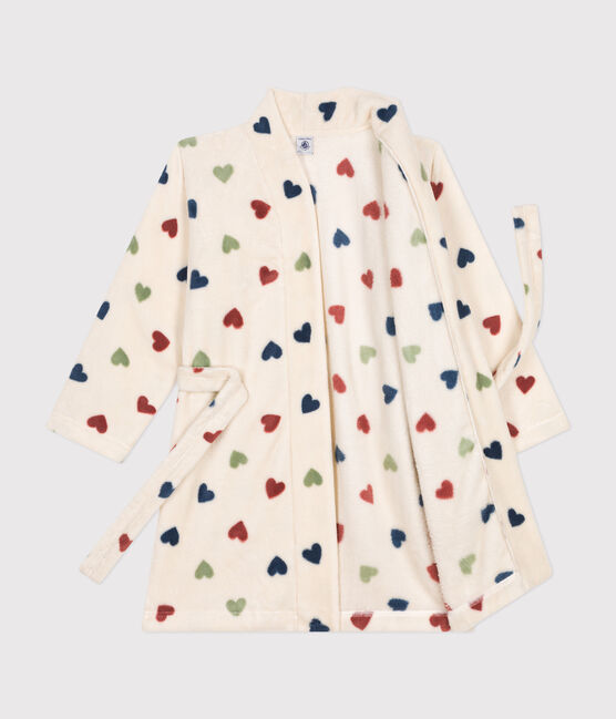 Gemusterter Kinder-Morgenmantel aus Fleece weiss AVALANCHE/ MULTICO