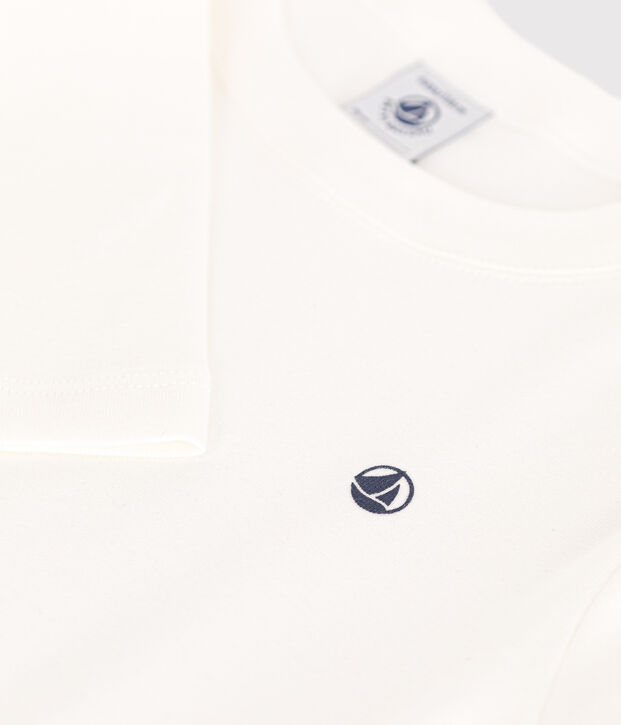 Lang&auml;rmeliges Kinder-T-Shirt aus Rippstrick f&uuml;r M&auml;dchen und Jungen weiss