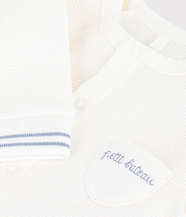 Baby-Overall aus einfarbiger Baumwolle weiss
