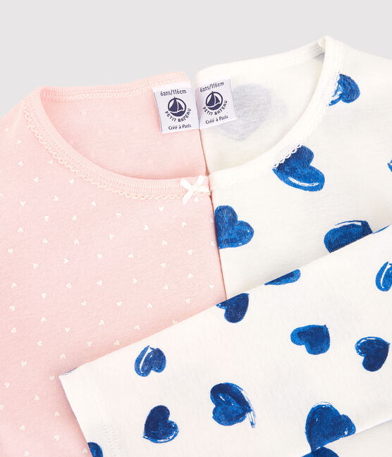 2er-Set Kinderpyjamas aus Baumwolle mit blauen Herzen/Pünktchen für Mädchen variante 1