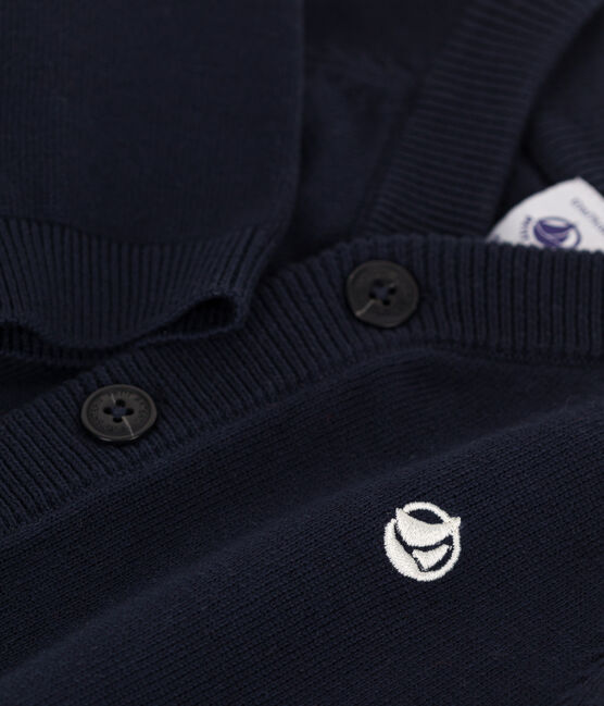 Baby-Cardigan aus einfarbiger Baumwolle blau SMOKING