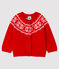 Baby-Cardigan aus 100% Wolle rot TERKUIT/weiss MARSHMALLOW