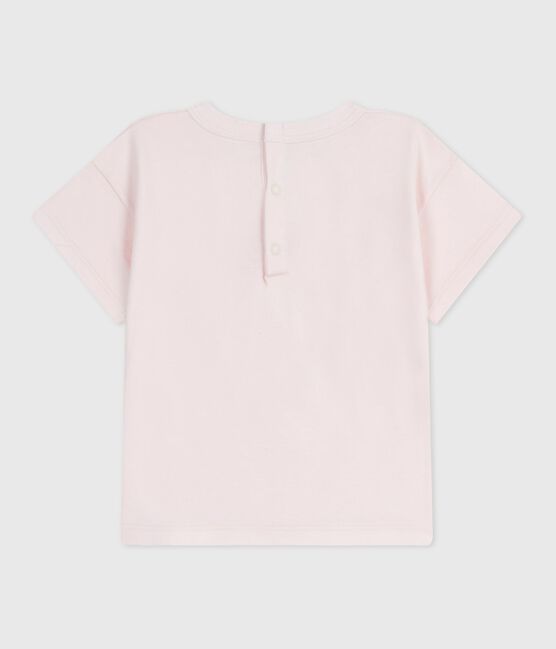 Kurzärmeliges Baby-T-Shirt aus einfarbiger Baumwolle rosa FLEUR