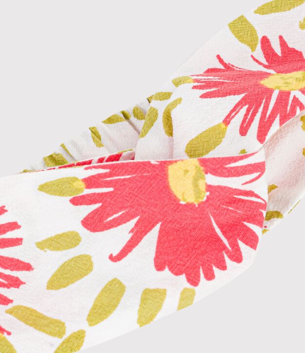 Baby-Haarband f&uuml;r M&auml;dchen aus gebl&uuml;mtem Krepp weiss/vielfarbig
