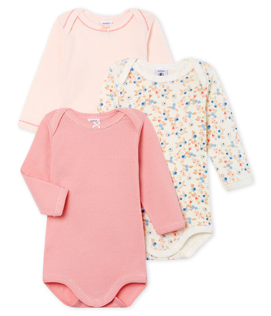 Trio langärmelige Baby-Bodys für Mädchen variante 1
