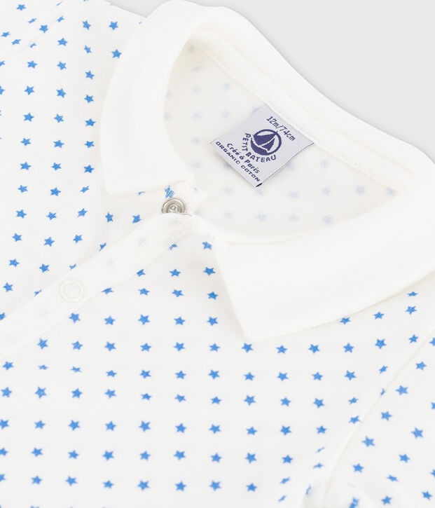 Kurzer Einteiler aus Baumwolle mit Sternenmuster, f&uuml;r Babys weiss/blau