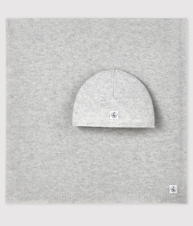 Geschenkset f&uuml;r Neugeborene aus gestrickter Wolle und Kaschmir vielfarbig