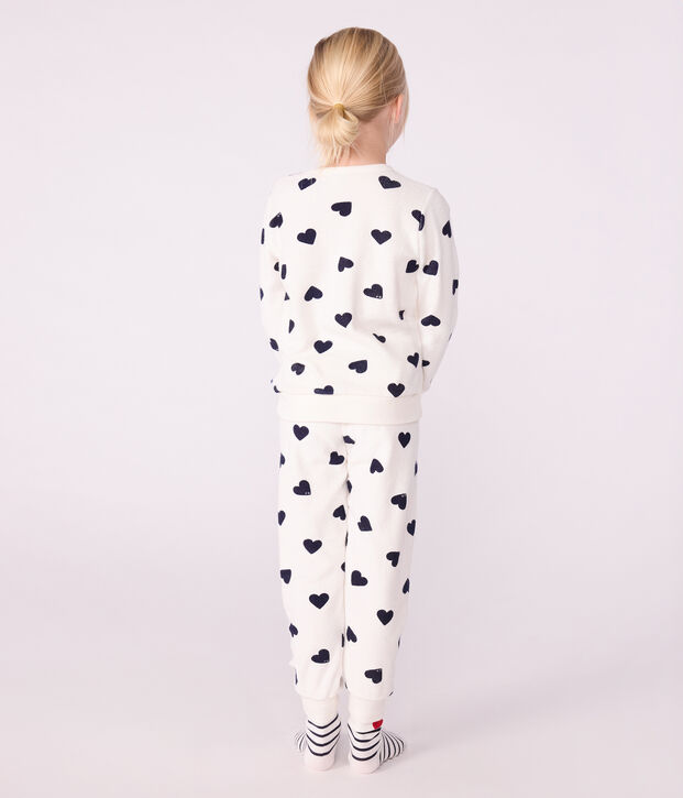 Kinder-Pyjama aus Baumwoll-Frottee mit Herz-Motiv blau/blau