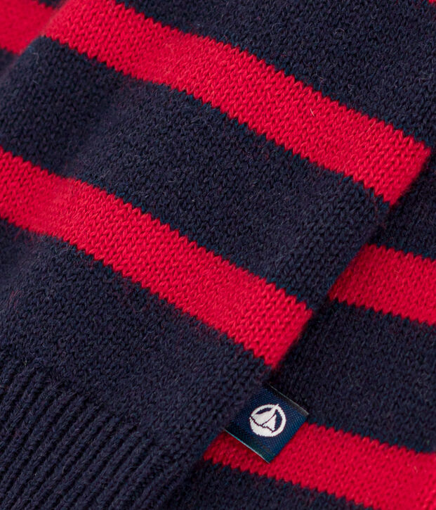 Pullover aus Wolle und Baumwollmischung mit Matrosenmuster blau/rot