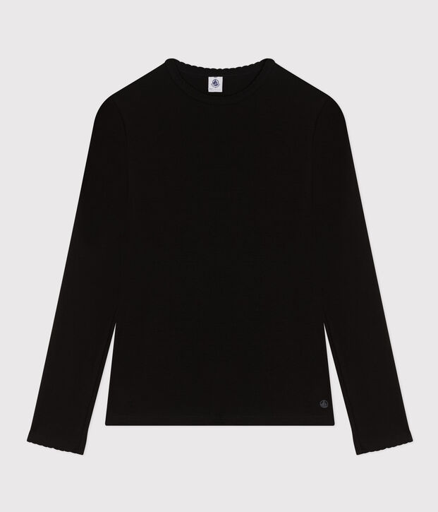 Damen-T-Shirt L&rsquo;ICONIQUE aus Baumwolle mit M&auml;usez&auml;hnchen schwarz