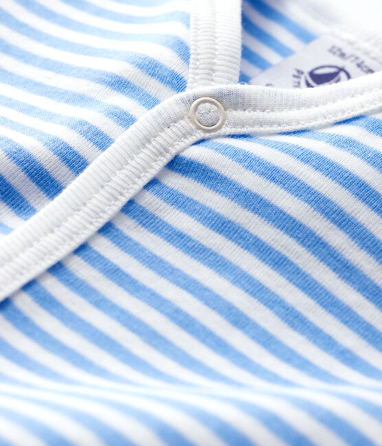 Fußloser Baby-Strampler aus Baumwolle mit blauen Streifen blau EDNA/weiss MARSHMALLOW