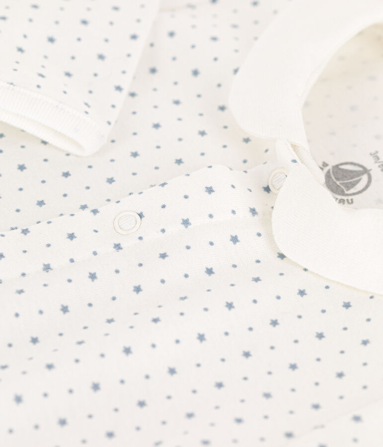 Strampler aus Baumwolle mit Sternenmotiv. weiss/blau