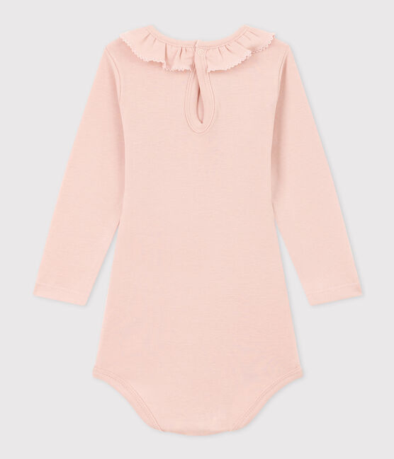 Langärmeliger Baby-Body aus Baumwolle mit Rüschenkragen rosa SALINE