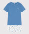 Kinder-Kurzpyjama aus Baumwolle blau ALASKA/weiss MARSHMALLOW
