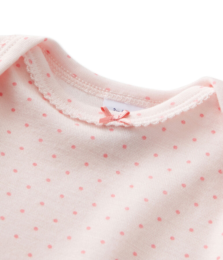 Kurzer Baby-M&auml;dchen-Einteiler aus Wolle/Baumwolle rosa VIENNE/rosa GRETEL