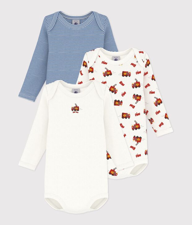 Set lang&auml;rmeliger Baby-Body aus Baumwolle mit Feuerwehr-Motiv vielfarbig