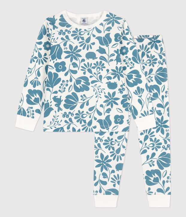 Kinderpyjama aus Baumwolle weiss/blau