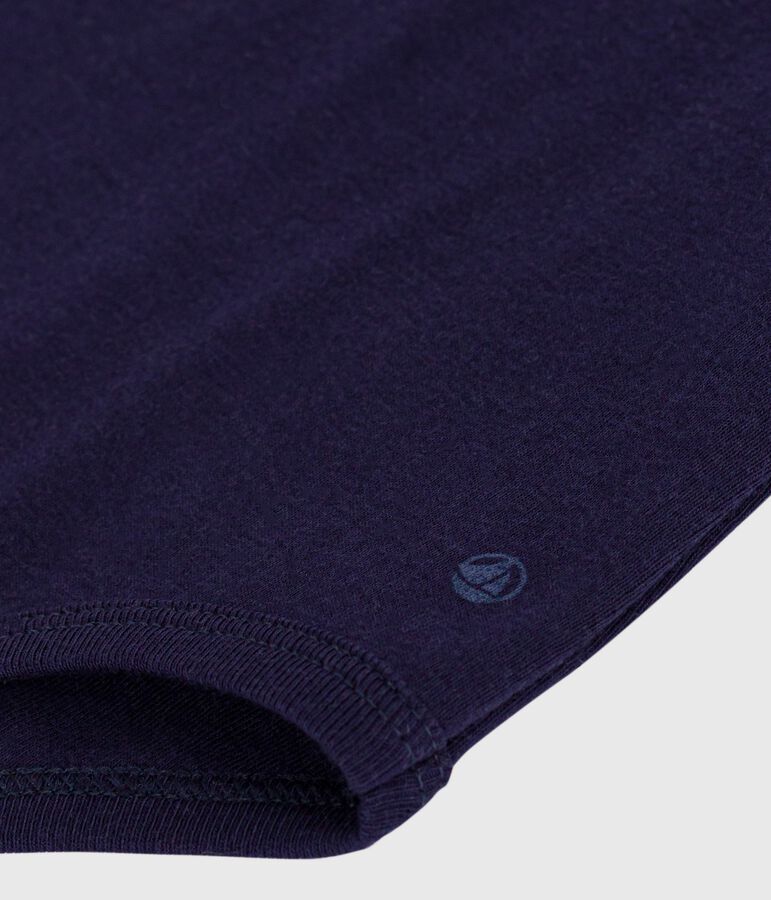 Baby-Body mit Rollkragen aus einfarbiger Baumwolle blau