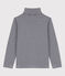 Kinder-Rollkragenshirt aus Baumwolle mit Streifen blau SMOKING/weiss MARSHMALLOW