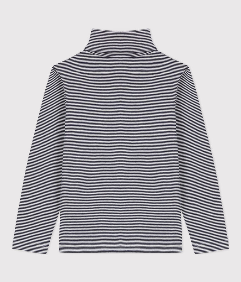 Gestreifter Unterziehpullover aus Baumwolle f&uuml;r M&auml;dchen und Jungen blau SMOKING/weiss MARSHMALLOW